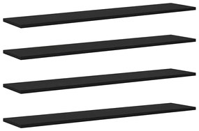 Polcos könyvespolc 4 pcs Fekete 100 x 20 x 1.5 cm Faanyag