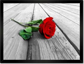 Poszterek keretben 40x30 Vörös rózsa a deszkákon