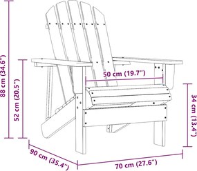 Narancssárga tömör fenyőfa kerti Adirondack szék