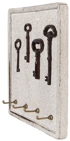 Antikolt Kulcstartó fogas fa fém 4 akasztóval