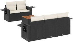 vidaXL 6 részes fekete polyrattan kerti ülőgarnitúra párnákkal
