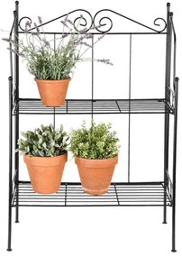 Kovácsoltvas virágtartó állvány, 2 polcos, 56,5 x 79,5 cm