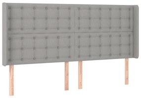 világosszürke szövet fejtámla szárnyakkal 183x16x118/128 cm