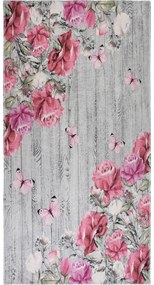 Rózsaszín-szürke mosható futószőnyeg 80x200 cm Blooming Roses – Vitaus