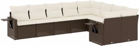 vidaXL 9 részes barna polyrattan kerti ülőgarnitúra párnákkal