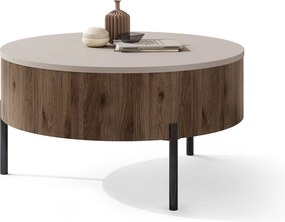 Mazzoni FRIDA Bézs Taupe / Elegáns Diófa – MODERN DOHÁNYZÓASZTAL FELHAJTHATÓ LAPPAL ÉS TÁROLÓVAL