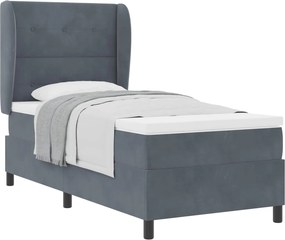 vidaXL Boxrugós ágy matracmal Sötétszürke 200 x 80 cm Poliészter