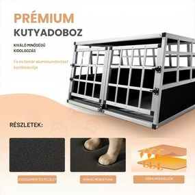 BRUNO kutyaszállító box, 89x70x51cm, ezüst/fekete Cadoca
