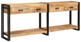 Konzolasztal 2 pcs Barna 200 x 33 x 75 cm Tömör nyers mangófa