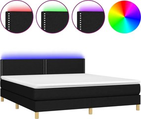 vidaXL fekete szövet rugós és LED-es ágy matraccal 160x200 cm