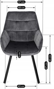 Szürke Bársony Forgó ÉtkezőszékLUNA