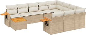 vidaXL 11 részes bézs polyrattan kerti ülőgarnitúra párnákkal