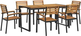 vidaXL 7 részes tömör akácfa és fém kerti étkezőgarnitúra