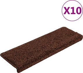 vidaXL 10 db lépcsőszőnyeg, barna, téglalap alakú széllel, 65 x 21 x 4 cm