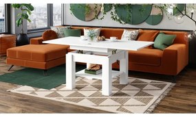 Fehér CALEB kihúzható, emelhető asztallapú konferencia- és étkezőasztal