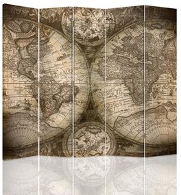 Gario Paraván Antik világtérkép Méret: 180 x 170 cm, Kivitelezés: Forgó paraván 360°