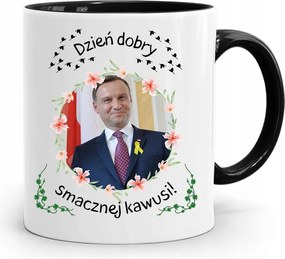 Andrzej Duda Elnök Fekete Bögre Ajándék fényképes nyomtatással