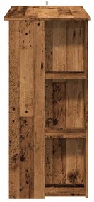 antik fa színű szerelt fa bárasztal polccal 102x50x103,5 cm