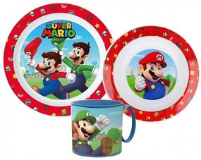 Super Mario Mushroom Kingdom étkészlet, micro műanyag szett bögrével 265 ml