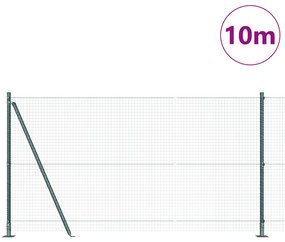 Hegesztett Drótkerítés 7 Felfogató Oszloppal Zöld 1.2x10 m Acél