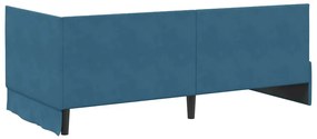 Sarokágy keret fejtámlával Kék 90 x 200 cm Bársony