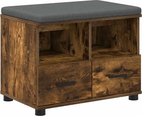 vidaXL Előtér pad Füstölt Tölgy 60 x 38 x 46 cm Műanyag Fa és Szövet