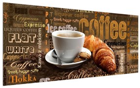 Csésze kávé és a croissantok képe (120x50 cm)