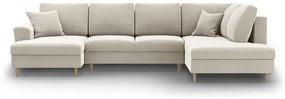 Bézs bársony kinyitható tárolóhelyes sarokkanapé (jobb oldali-U alakú) Kyoto – Cosmopolitan Design