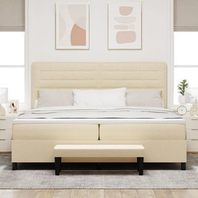 Boxspring ágy matraccal és padlóval Bézs 200x200 cm Szövet