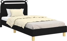 vidaXL Gyerekágy kerettel fejtámlával Fekete 90 x 190 cm szövet