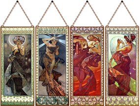 Alfons Mucha - Hold és a csillagok (Garnitúra) üvegkép, falikép