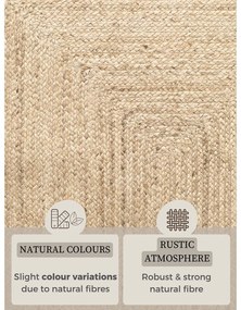 Világos natúr színű kétoldalas kézi szövésű juta futószőnyeg 80x200 cm Sharmila Natural White – Hanse Home