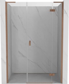 Mexen Mist-H L jobbos nyíló zuhanyajtó 130 cm, átlátszó, kefe hatású réz - 8A5L-130-001-65-00-P