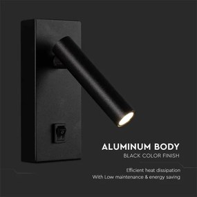 LED Fali spotlámpa LED/2W/230V 4000K fekete