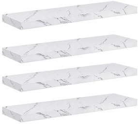 vidaXL Falpolc tárolóval 4 pcs Fehér márvány 80 x 23,5 x 4 cm Faanyag