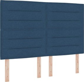 vidaXL LED Box Spring Ágy matracmal Kék 160 x 200 cm szövet