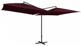 Bordó dupla napernyő acélrúddal 250 x 250 cm