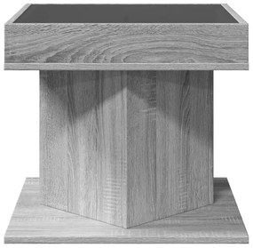 szürke sonoma szerelt fa dohányzóasztal LED-del 50 x 50 x 45 cm