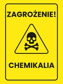 Fém poszter információs információ Veszély! Vegyi Anyagok 30x40