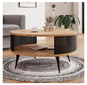 Kávésasztal ROENNI 44x75 cm fekete/arany tölgy