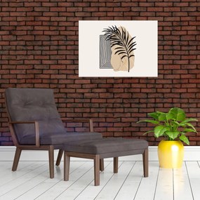 Üveg kép - Absztrakció trópusi levelekkel N⁰3 (70x50 cm)