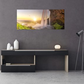 Kép - Seljalandsfoss a barlang mögül (120x50 cm)