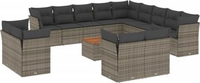 vidaXL 14 részes szürke polyrattan kerti ülőgarnitúra párnákkal