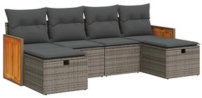 6 részes szürke polyrattan kerti ülőgarnitúra párnákkal