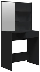 Fekete fésülködőasztal tükörrel 74,5 x 40 x 141 cm
