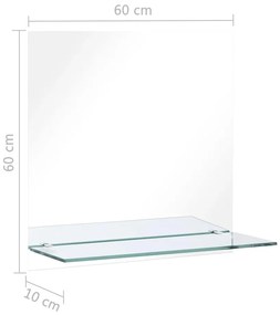 edzett üveg falitükör polccal 60 x 60 cm