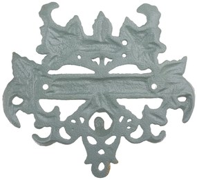 Öntöttvas patinás arany-kék kacskaringós borostyán leveles felületre szerelhető welcome tábla 17,5x19x2cm