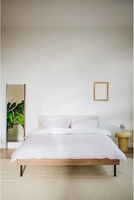 Sötét natúr színű kárpitozott-forgácslemez franciaágy ágyráccsal 180x200 cm diófa dekorral Streiko – noo.ma