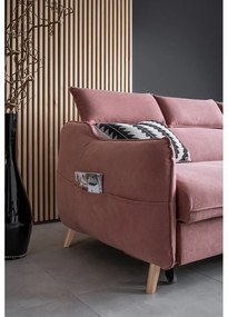 Világos rózsaszín bársony kinyitható sarokkanapé (jobb oldali) Sweet Harmony – Miuform