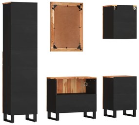 vidaXL 5 részes tömör akácfa fürdőszobai bútorgarnitúra